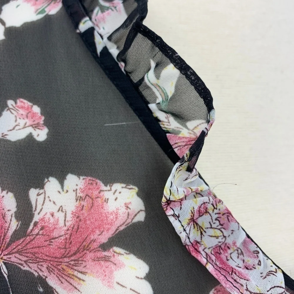 🎉Anthropologie Hazel Black w/ Floral Print Dress - Picture 4 of 6